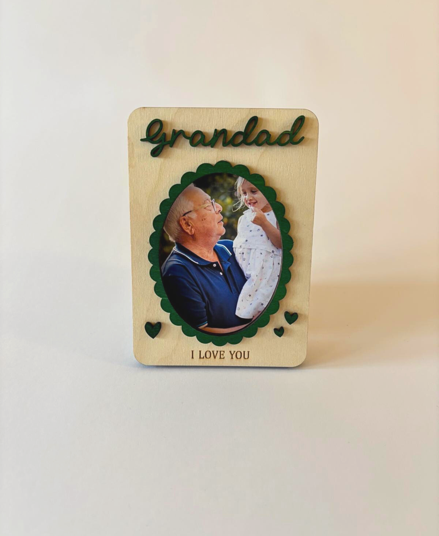“I Love You” Wooden Photo Frame Magnet - Grandad
