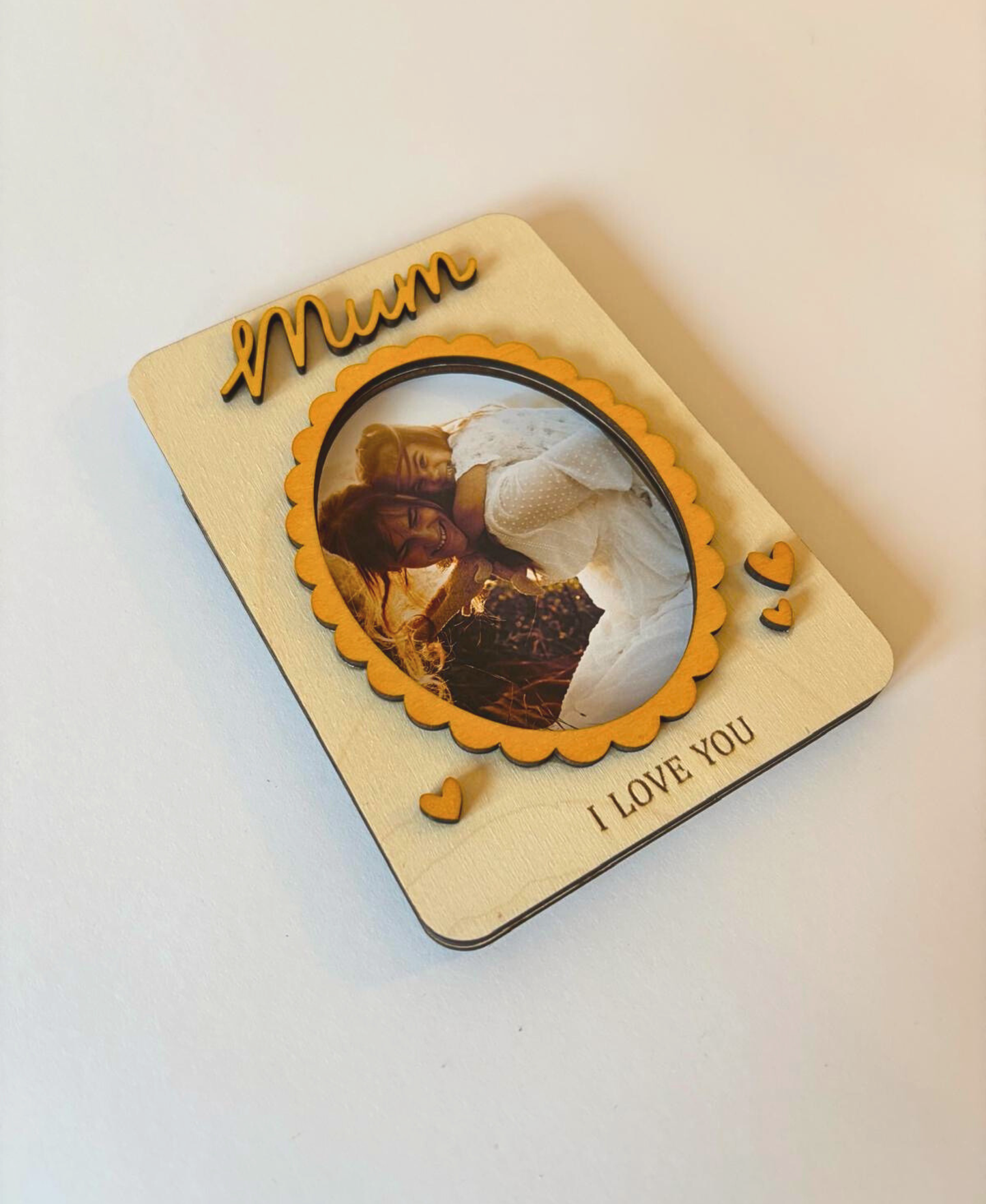 “I Love You” Wooden Photo Frame Magnet Mum