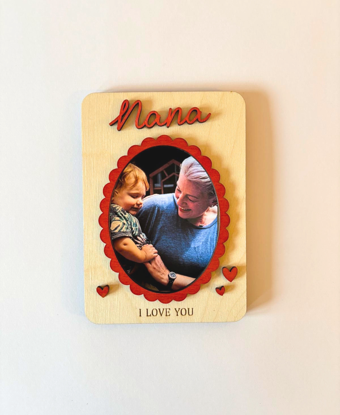 “I Love You” Wooden Photo Frame Magnet - Nana