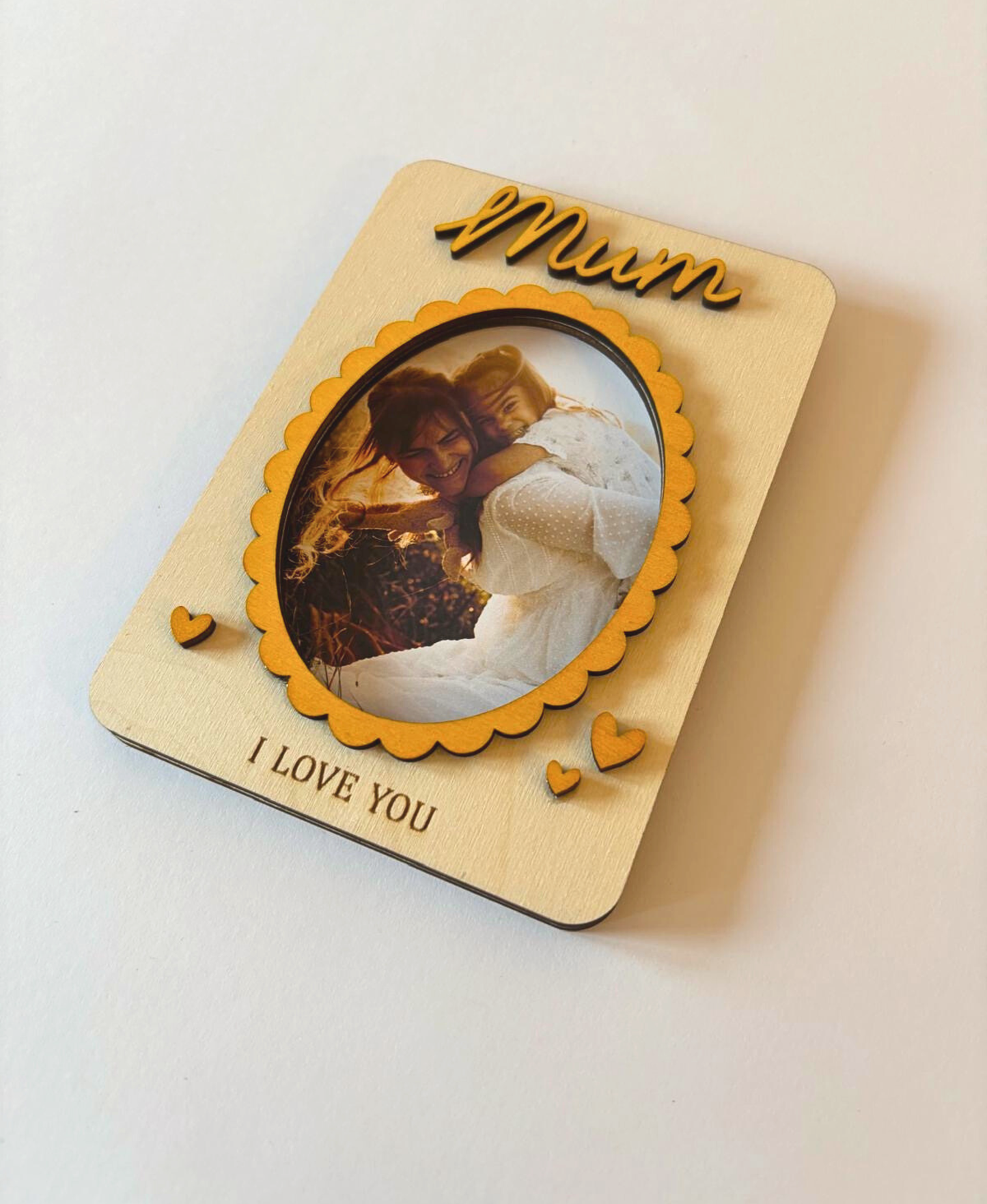 “I Love You” Wooden Photo Frame Magnet Mum