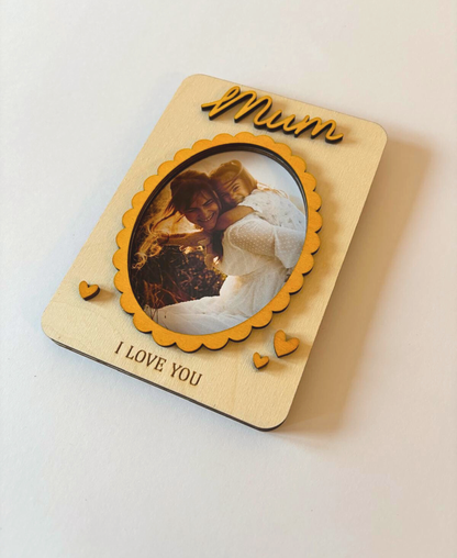 “I Love You” Wooden Photo Frame Magnet Mum