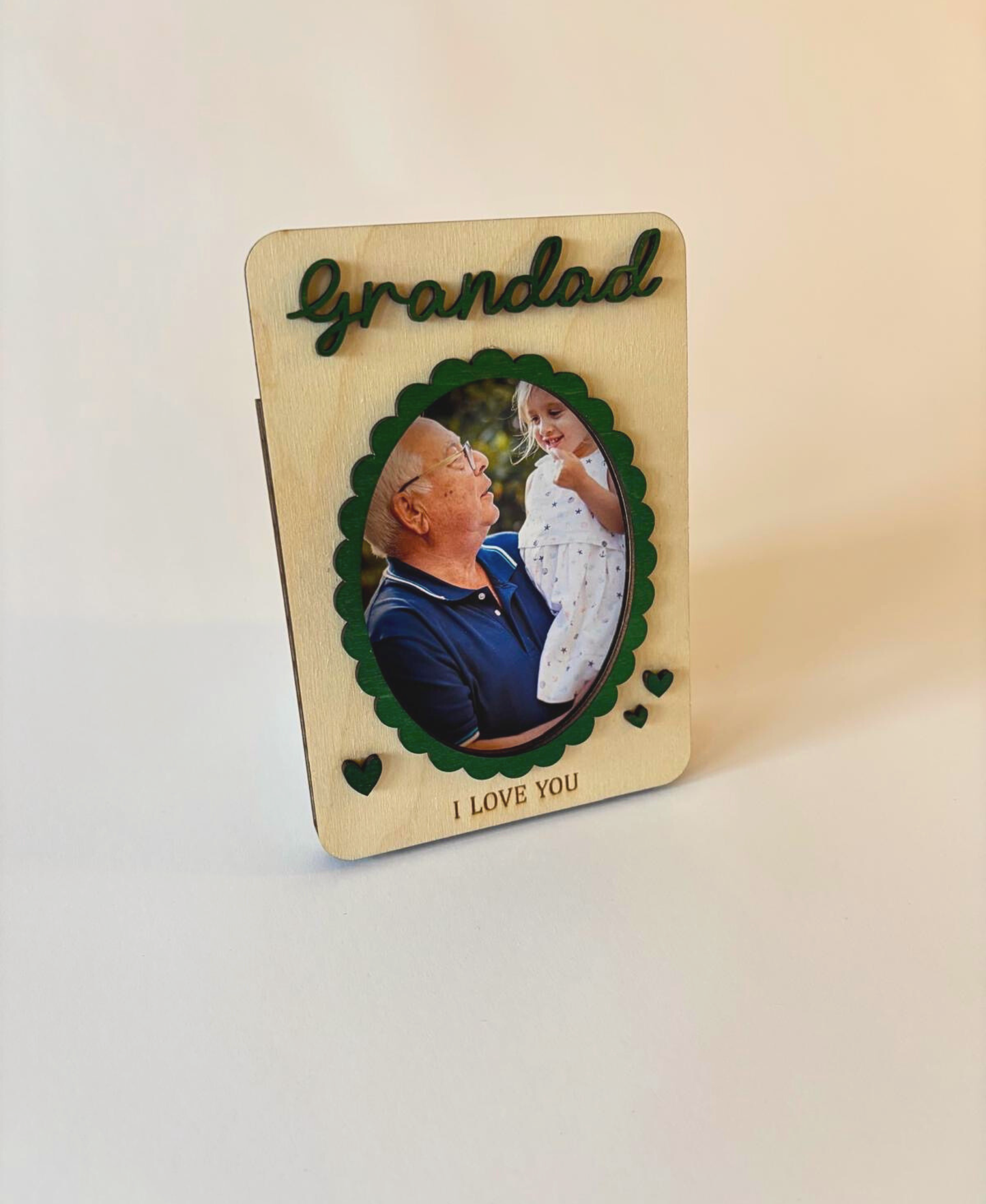 “I Love You” Wooden Photo Frame Magnet - Grandad