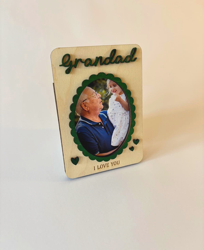 “I Love You” Wooden Photo Frame Magnet - Grandad