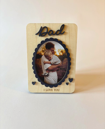 “I Love You” Wooden Photo Frame Magnet - Dad