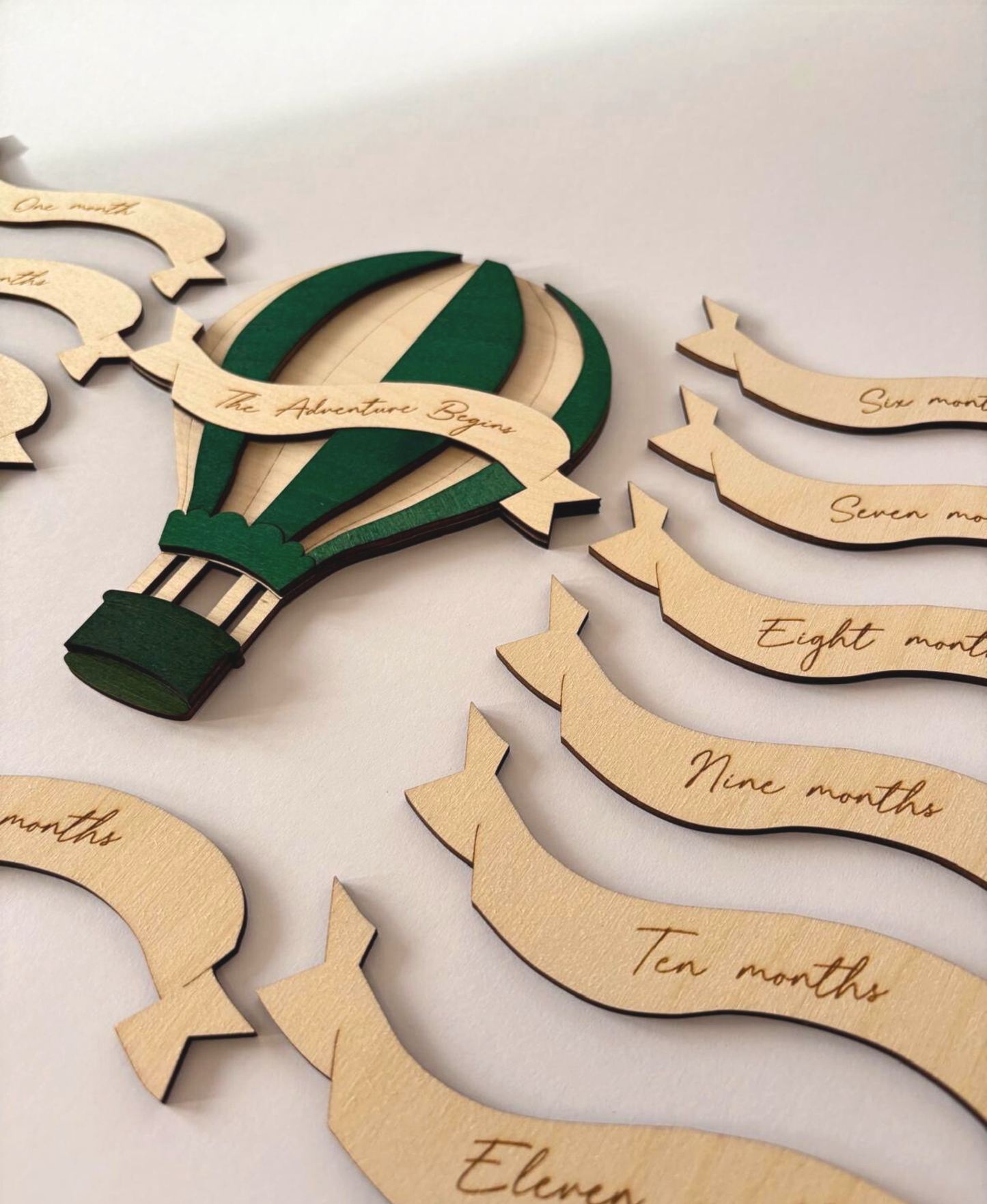 “Adventure Begins” Wooden Hot Air Balloon Sign (Personalised Option)