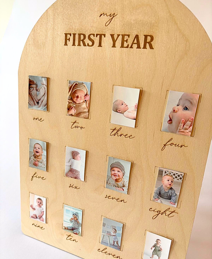 My First Year – Personalised Wooden Photo Board