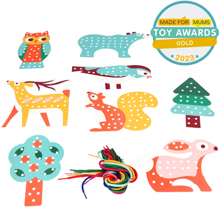 Children's cardboard stitching kit - Woodland