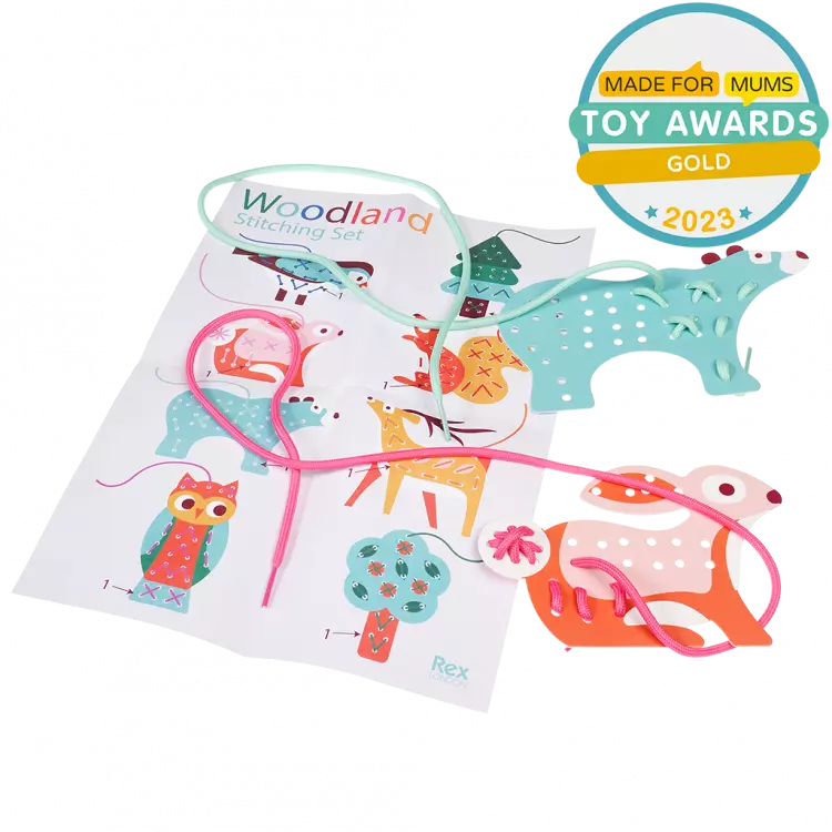 Children's cardboard stitching kit - Woodland