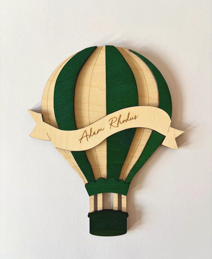 “Adventure Begins” Wooden Hot Air Balloon Sign (Personalised Option)