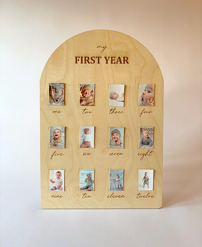My First Year – Personalised Wooden Photo Board