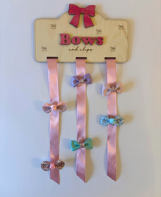 Personalised Wooden Bow & Clip Holder
