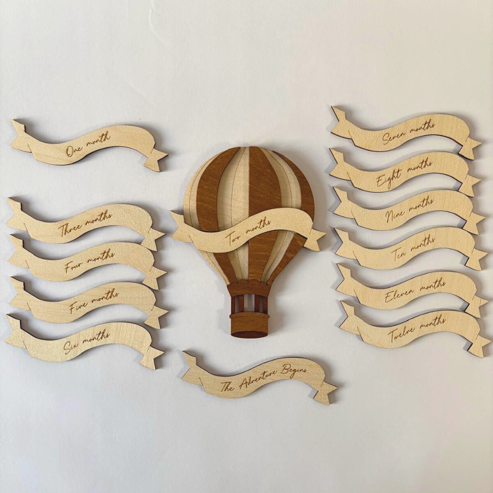 “Adventure Begins” Wooden Hot Air Balloon Sign (Personalised Option)