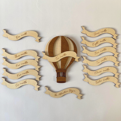 “Adventure Begins” Wooden Hot Air Balloon Sign (Personalised Option)