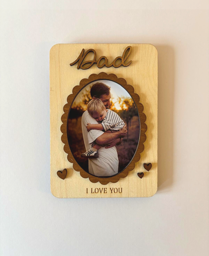 “I Love You” Wooden Photo Frame Magnet - Dad