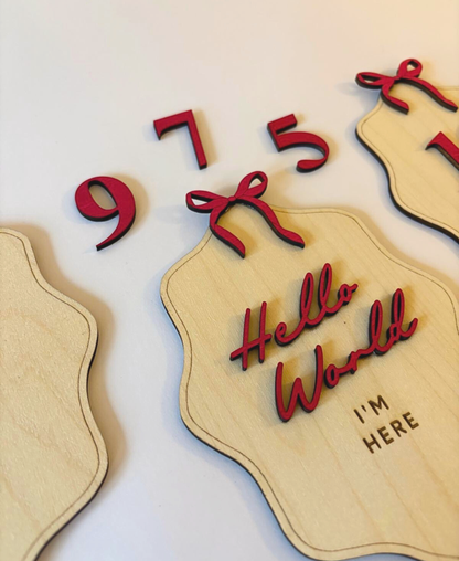 Hello World – Personalised Name Plaque (with Optional Milestone Set)