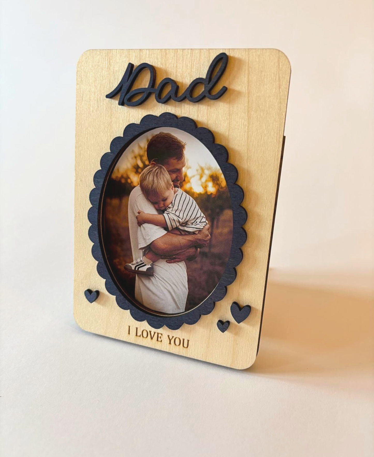 “I Love You” Wooden Photo Frame Magnet - Dad