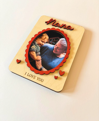 “I Love You” Wooden Photo Frame Magnet - Nana