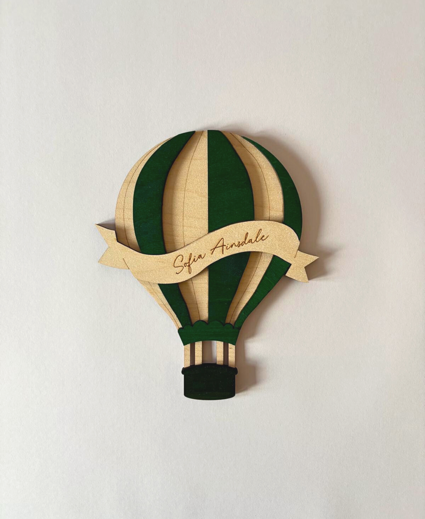 “Adventure Begins” Wooden Hot Air Balloon Sign (Personalised Option)