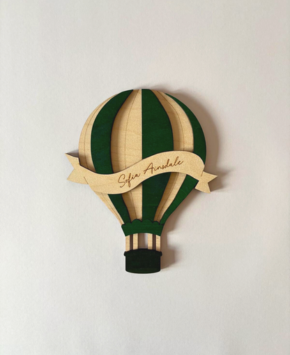 “Adventure Begins” Wooden Hot Air Balloon Sign (Personalised Option)