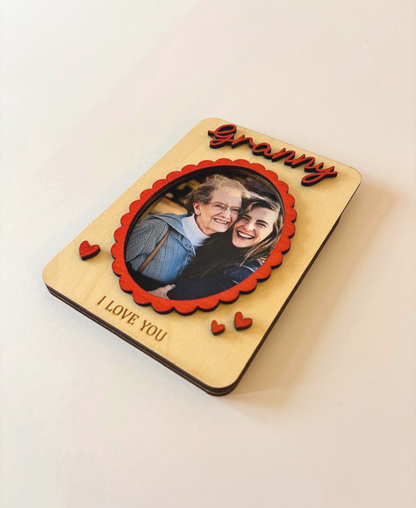 “I Love You” Wooden Photo Frame Magnet - Granny
