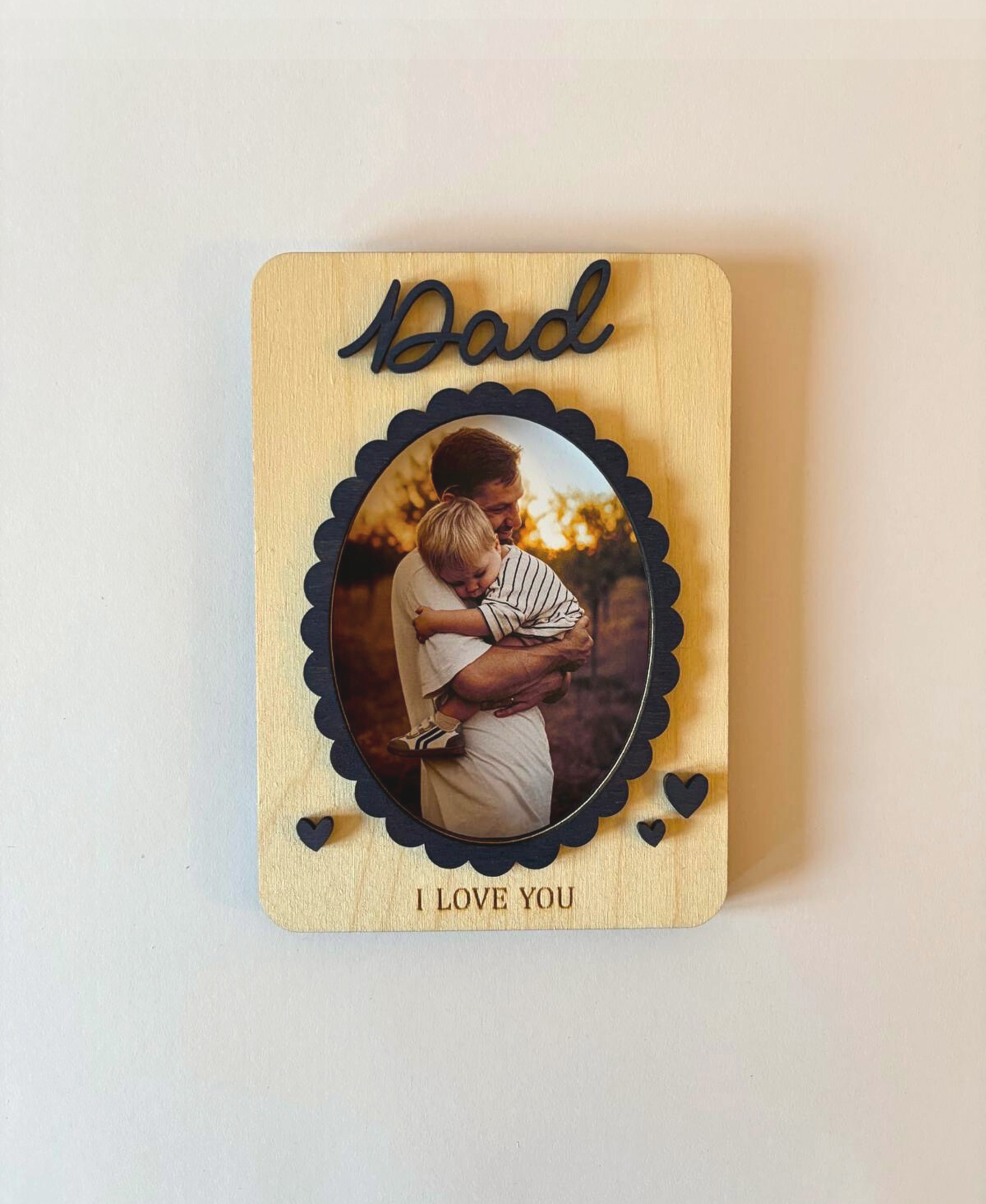 “I Love You” Wooden Photo Frame Magnet - Dad