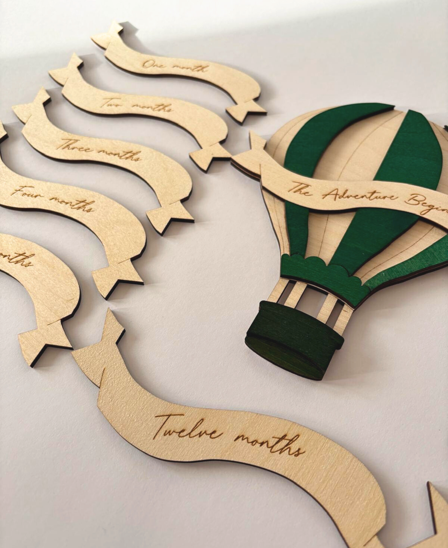 “Adventure Begins” Wooden Hot Air Balloon Sign (Personalised Option)