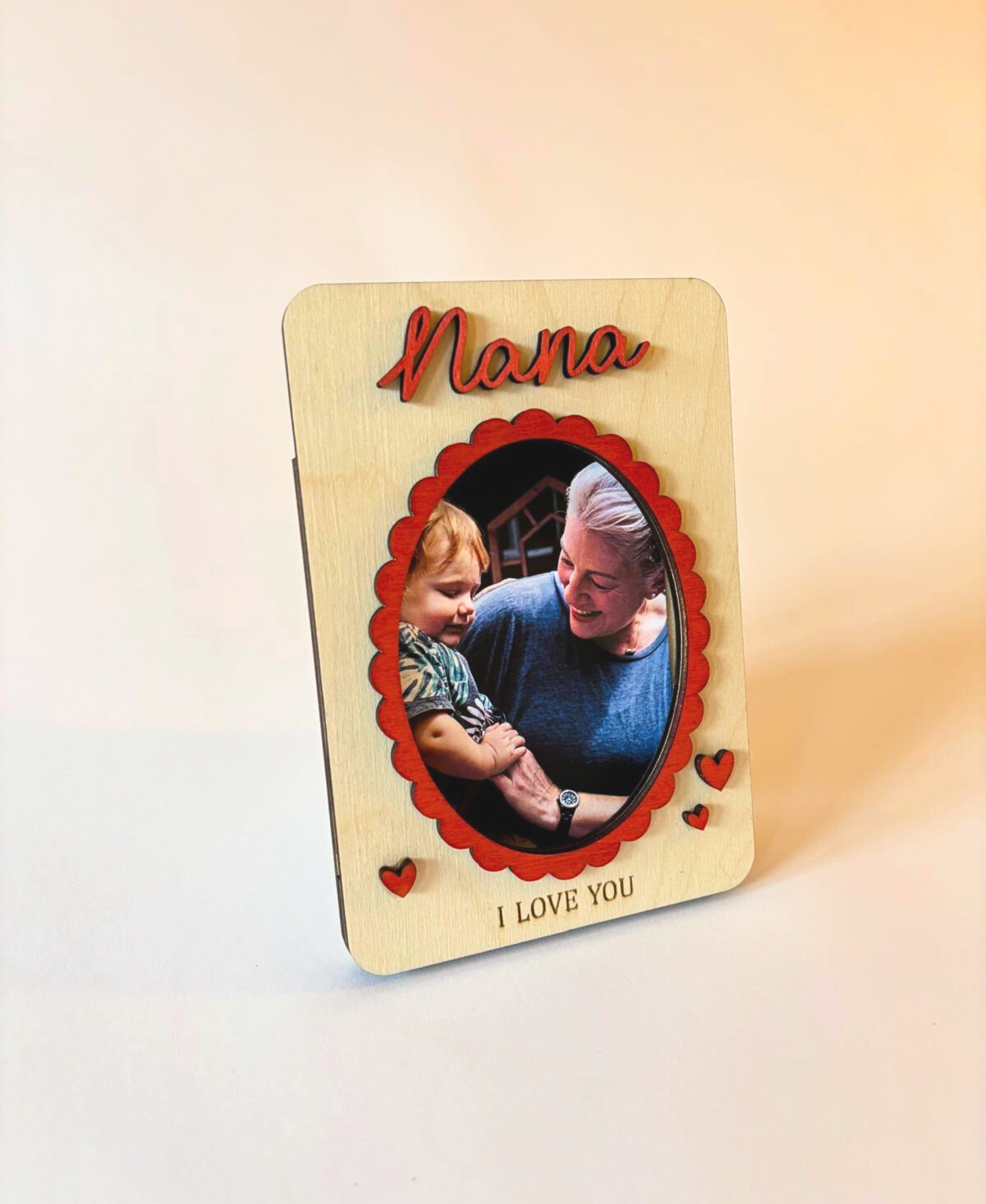 “I Love You” Wooden Photo Frame Magnet - Nana