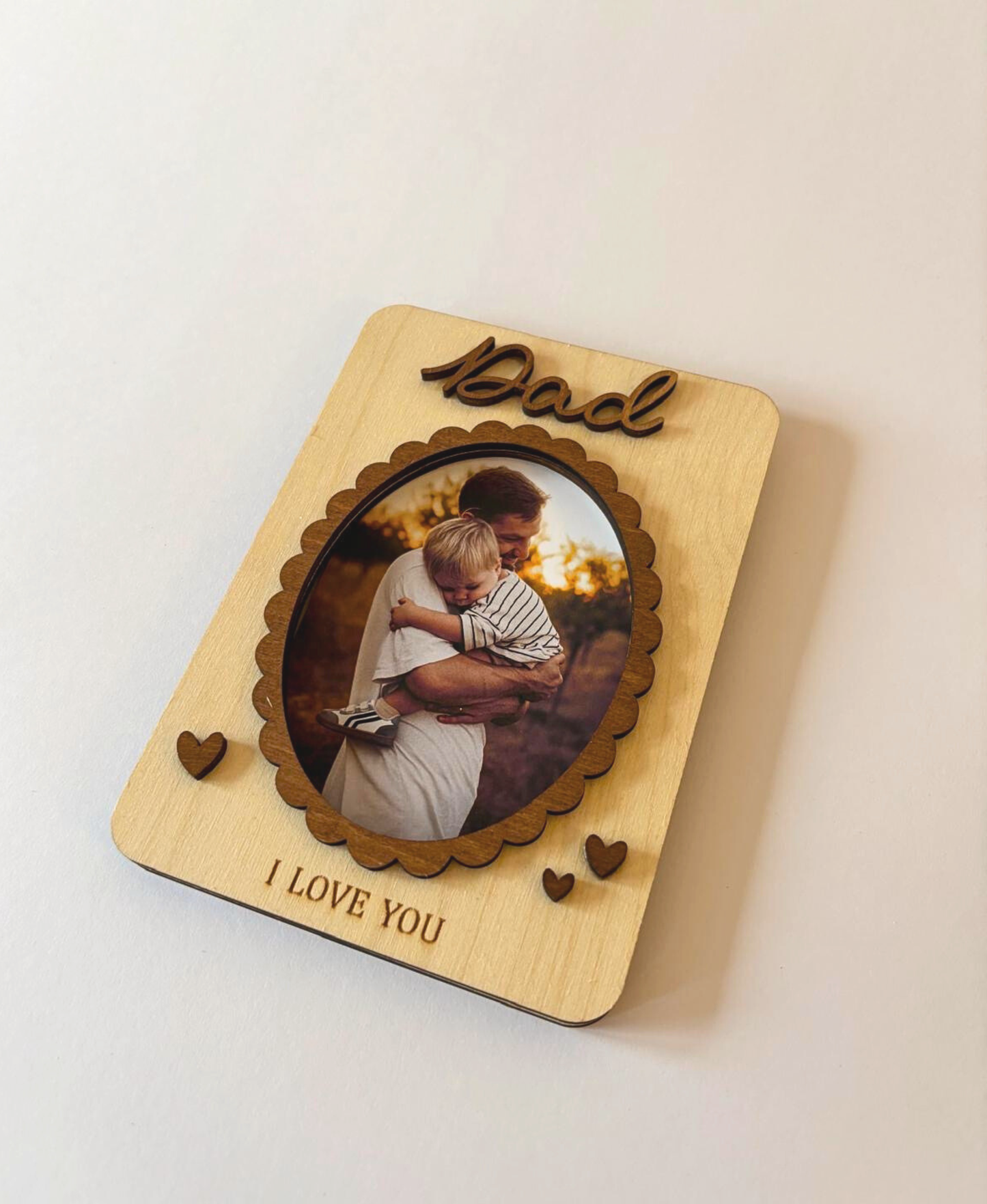 “I Love You” Wooden Photo Frame Magnet - Dad