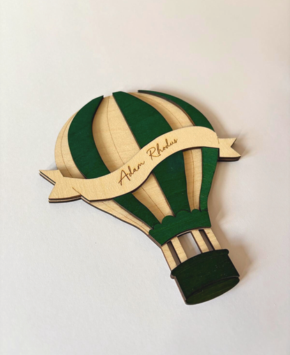 “Adventure Begins” Wooden Hot Air Balloon Sign (Personalised Option)