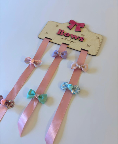 Personalised Wooden Bow & Clip Holder