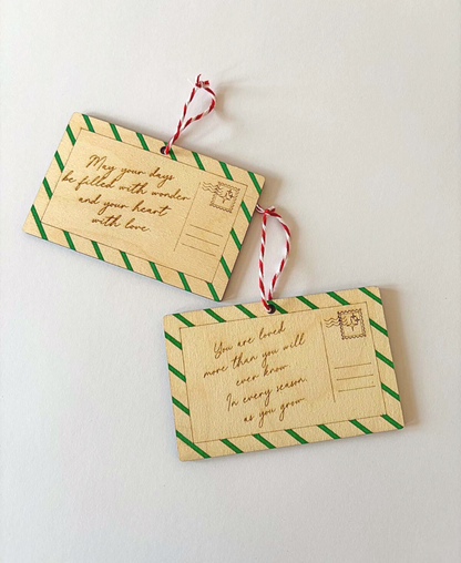 Wooden Postcard Keepsake Ornament