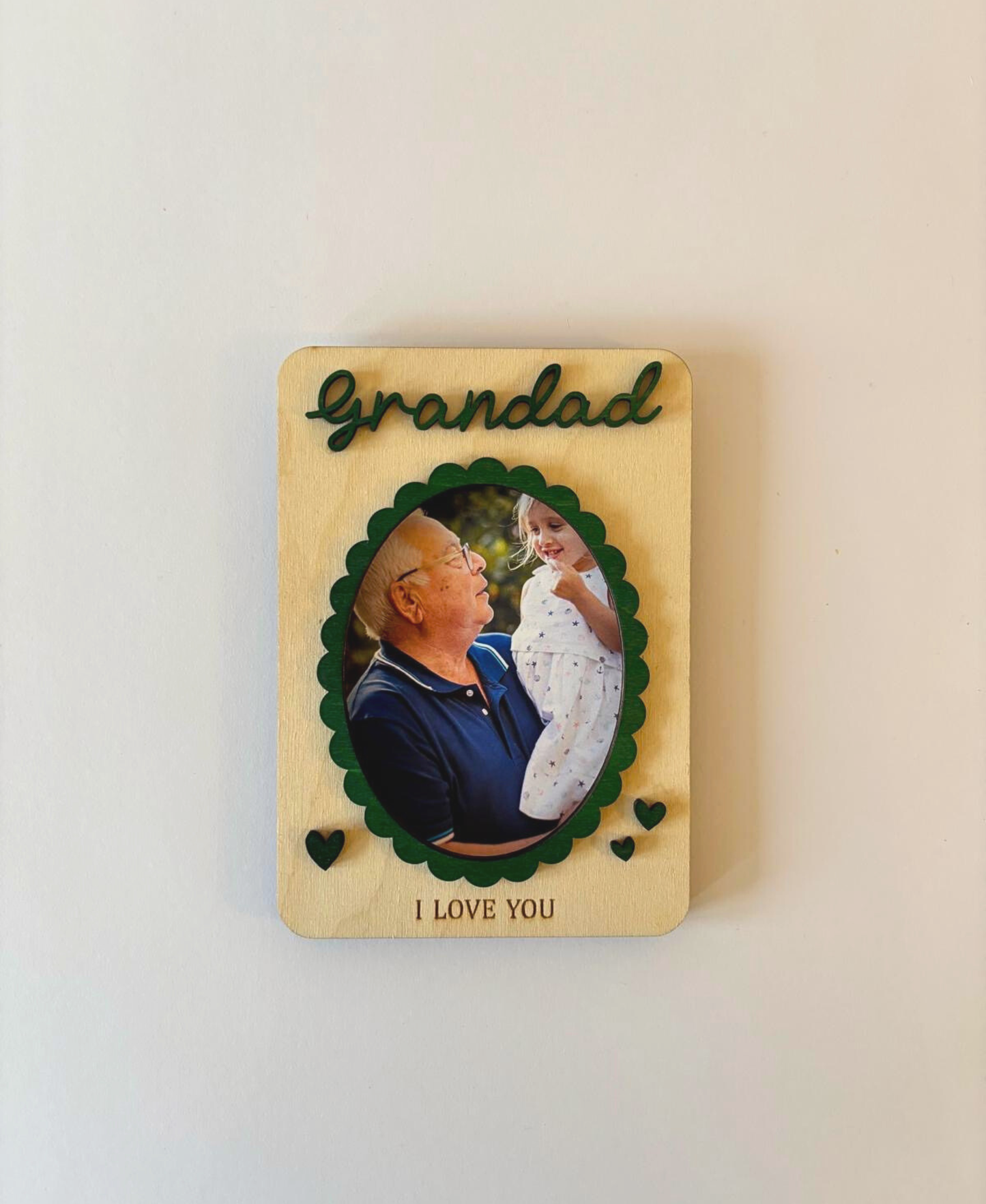 “I Love You” Wooden Photo Frame Magnet - Grandad