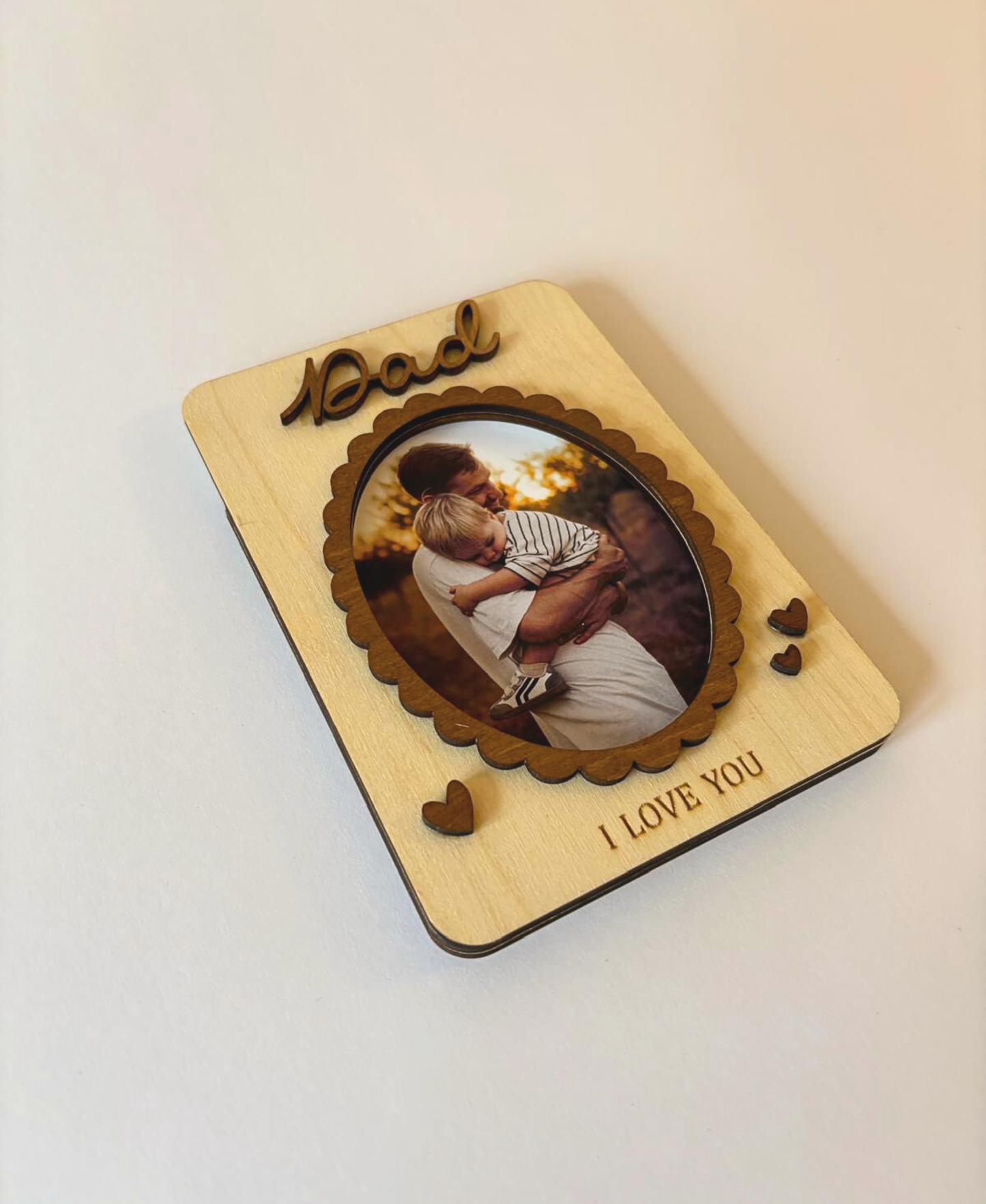 “I Love You” Wooden Photo Frame Magnet - Dad