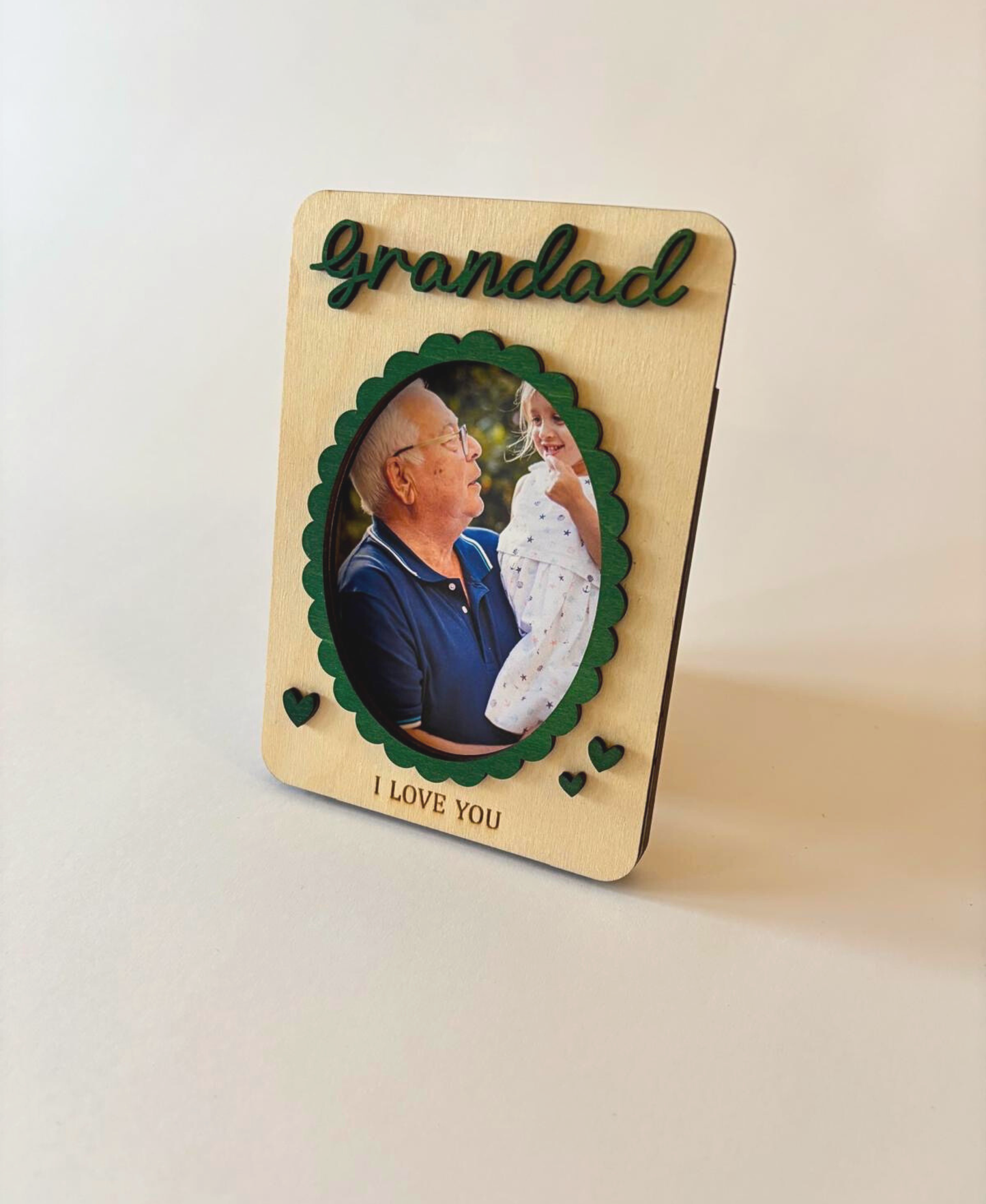 “I Love You” Wooden Photo Frame Magnet - Grandad