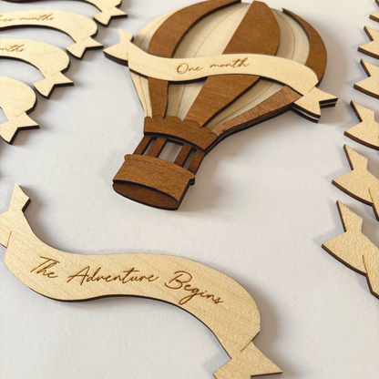 “Adventure Begins” Wooden Hot Air Balloon Sign (Personalised Option)