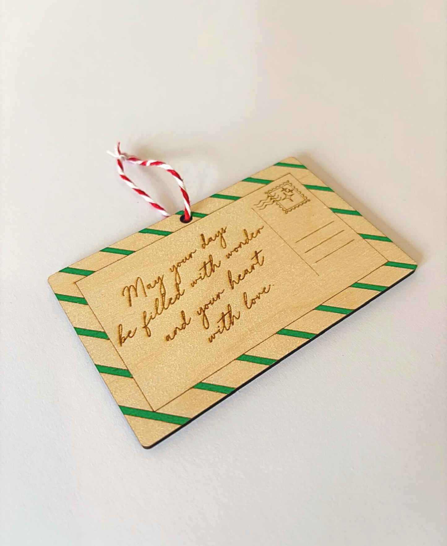 Wooden Postcard Keepsake Ornament