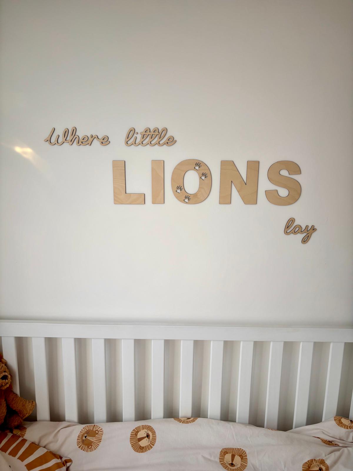 Where Little Lions Lay – Wooden Wall Sign